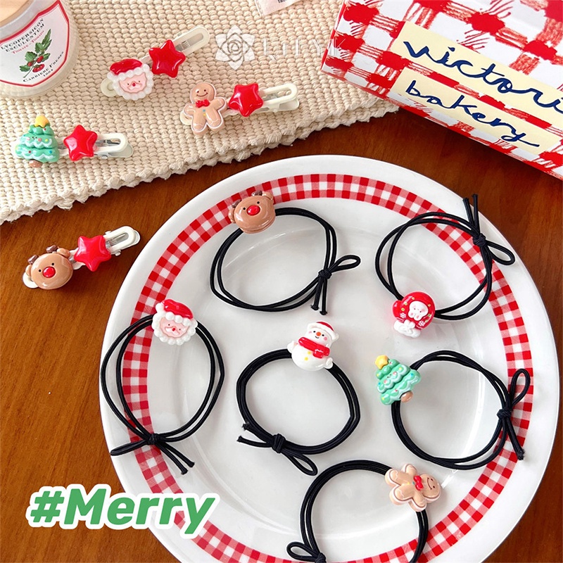 Qr Dây Buộc Tóc Trang Trí Hình Ông Già Noel / Tuần Lộc Giáng Sinh Dễ Thương Mới