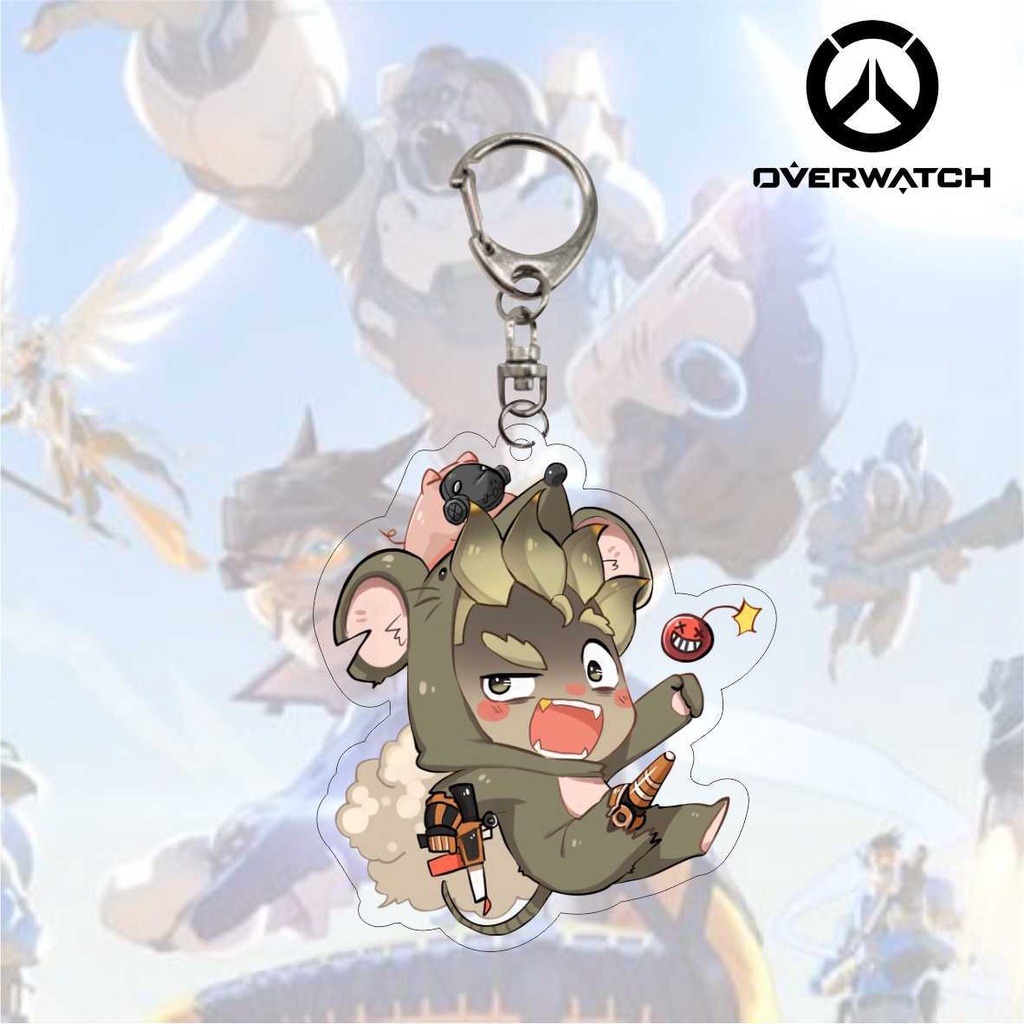 Overwatch acrylic móc khóa hoạt hình hai mặt thiết bị ngoại vi trò chơi túi đi học mặt dây chuyền