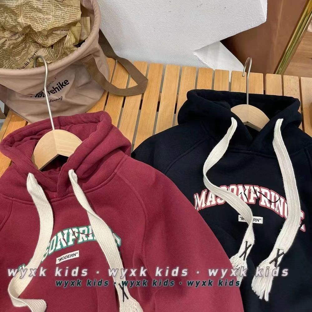 Áo Hoodie Vải Nhung Dày Dặn In Chữ Phong Cách Hàn Quốc Thời Trang Mùa Đông Cho Nam Và Nữ