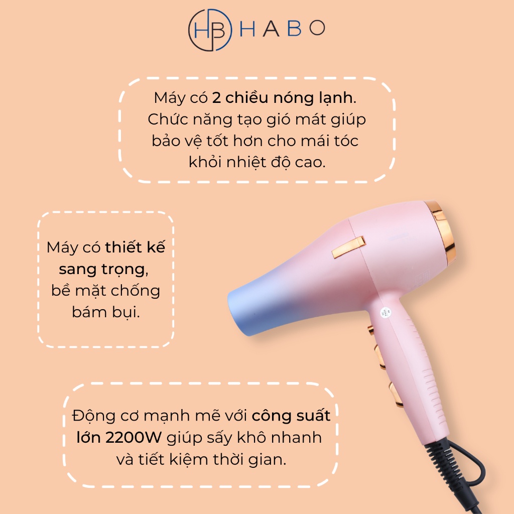 Máy sấy tóc MNH S760 2 chiều nóng lạnh, công suất lớn 2200W