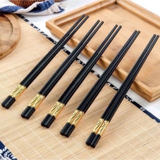 Bộ 10 Đôi Đũa Mạ Vàng, Đũa Hợp Kim Chống Mốc Hàn Quốc - HuyLinh.Shop