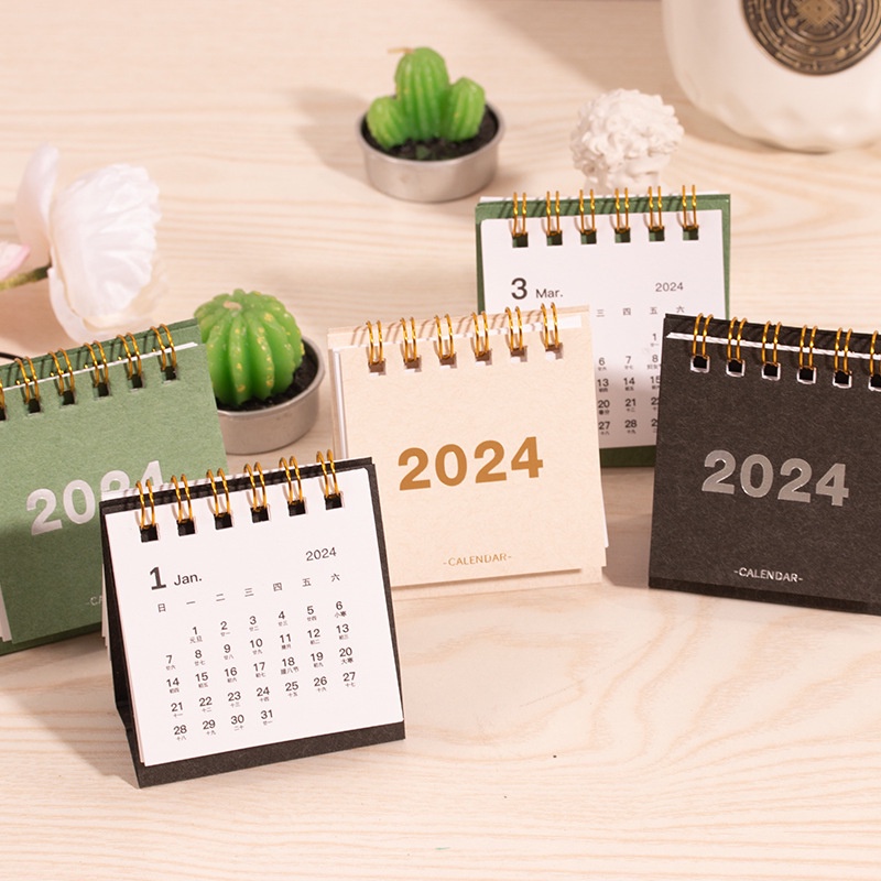 Lịch Để Bàn 2024 mini Đơn Giản Dùng Ghi Chú Lên Kế Hoạch Năm Mới / Văn Phòng / Trường Học