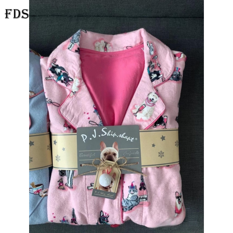 Fds Bộ Đồ Ngủ Tay Dài In Họa Tiết Hoạt Hình Dễ Thương Thời Trang Xuân Thu Cho Nữ