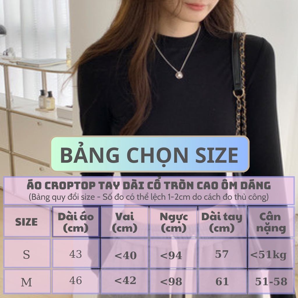 Áo croptop cổ tròn tay dài nữ dáng ôm vải thun coton co giãn 4 chiều kiểu basic  body màu đen đẹp CHR278