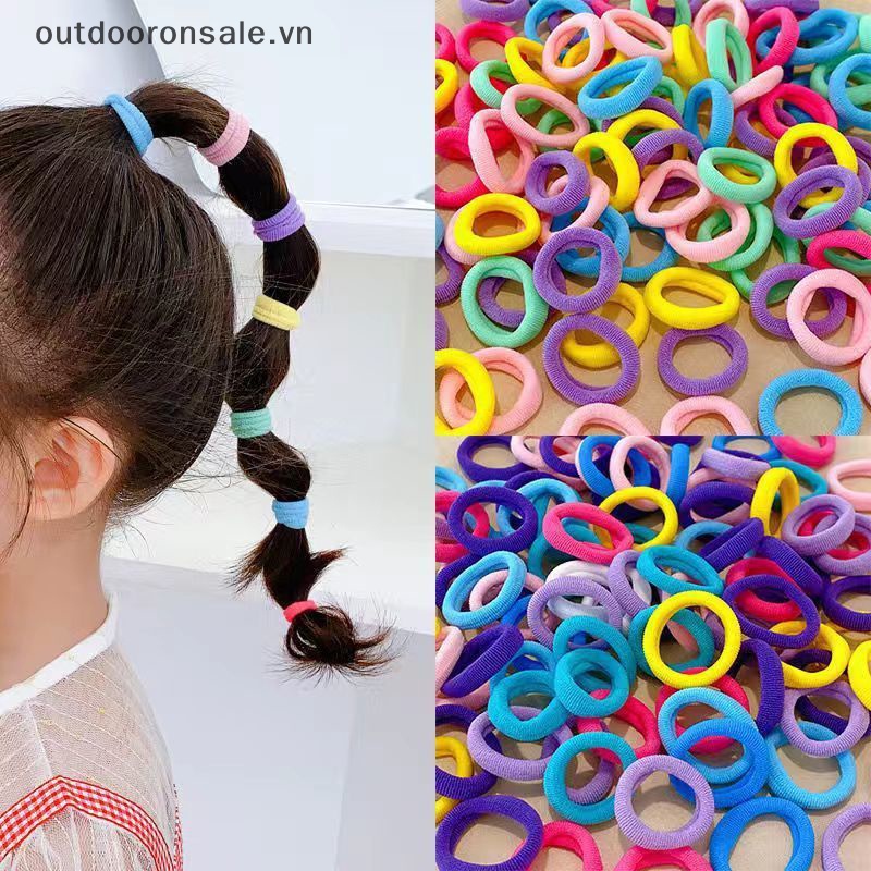 Set 100 Dây Thun Buộc Tóc Bằng nylon Co Giãn Nhiều Màu Dành Cho Trẻ Em
