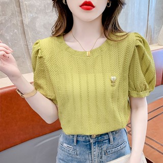 Áo Thun Dệt Kim N668 Ngắn Tay Phong Cách Cổ Điển Thanh Lịch Mới