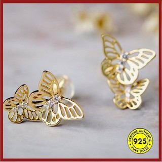 Thời Trang Bông Tai Hình Bướm Rỗng Nạm Đá zircon