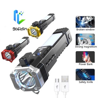 Búa đèn pin led GOFIDIN sạc usb khẩn cấp đa năng có đèn bên hông cho xe hơi