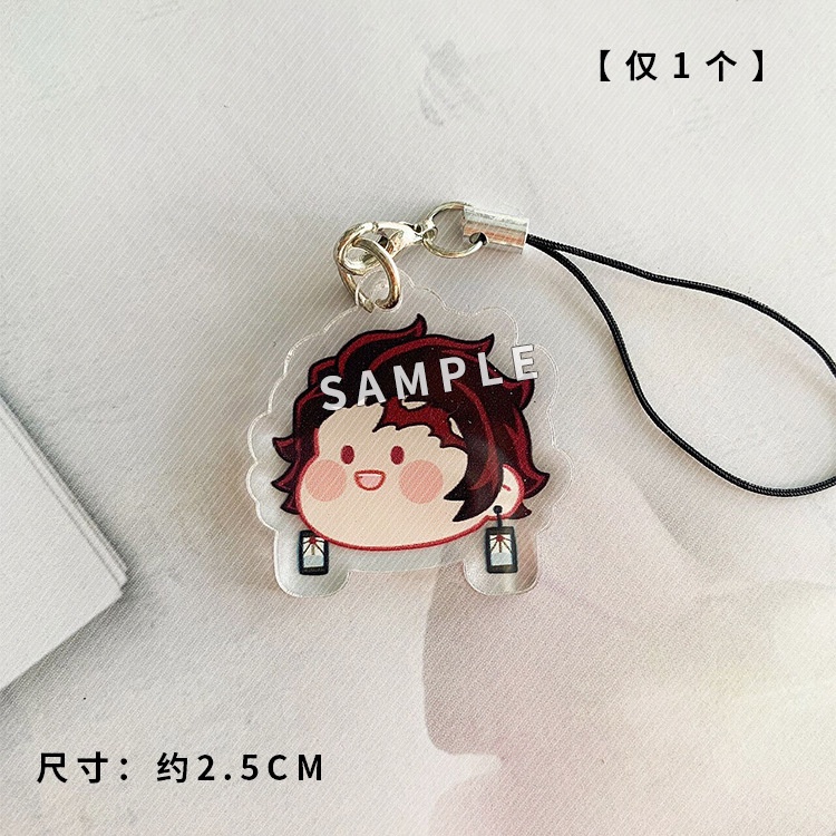 Dây treo Điện Thoại Di Động KIMETSU NO YAIBA CHIBI FACE Tanjiro Nezuko Zenitsu Muichiro Giyuu Inosuke móc khóa anime
