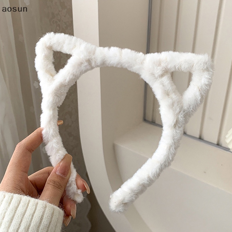 Aosun Băng Đô Tai Thỏ Lông Nhung Dễ Thương Xinh Xắn Cho Nữ