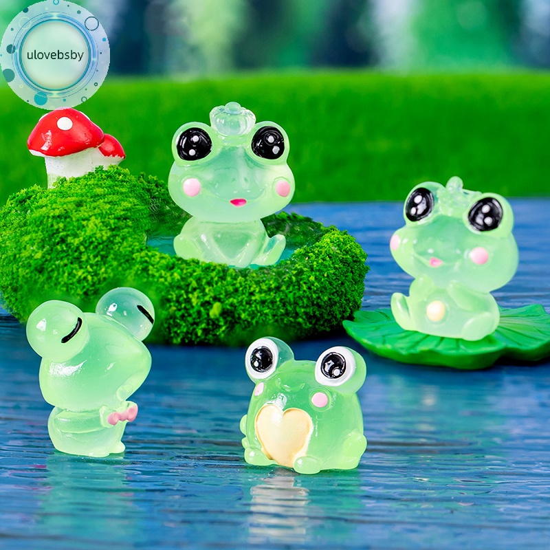 Ulovebsby Set 2 Đồ trang trí Chú Ếch Dạ Quang mini Trang Trí Tiểu Cảnh / Xe Hơi