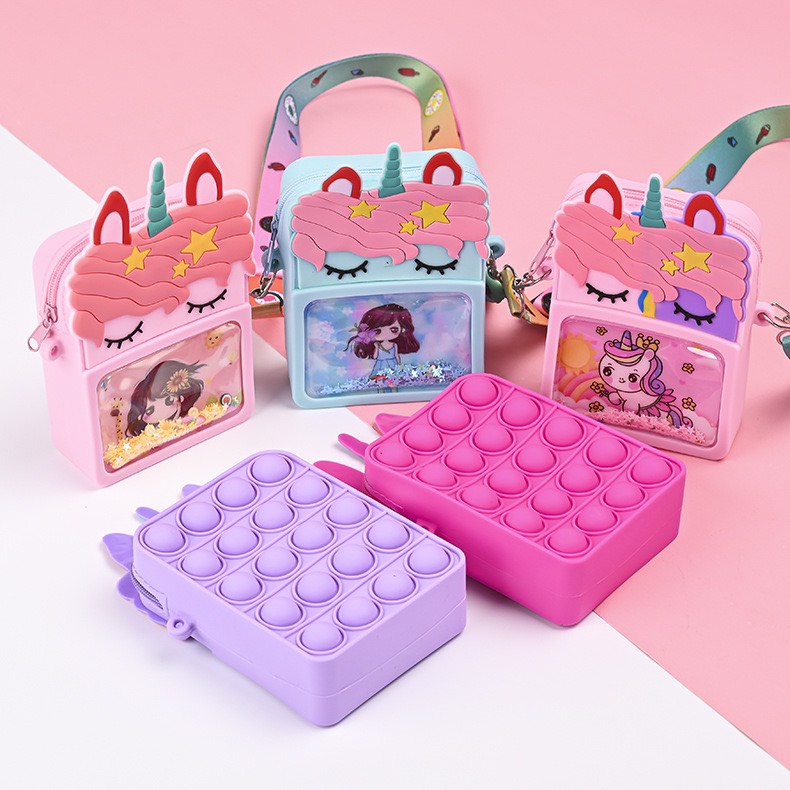 Túi sakim pop it cho bé gái dễ thương giá rẻ Aphin đeo chéo, bóp bong bóng giảm căng thẳng