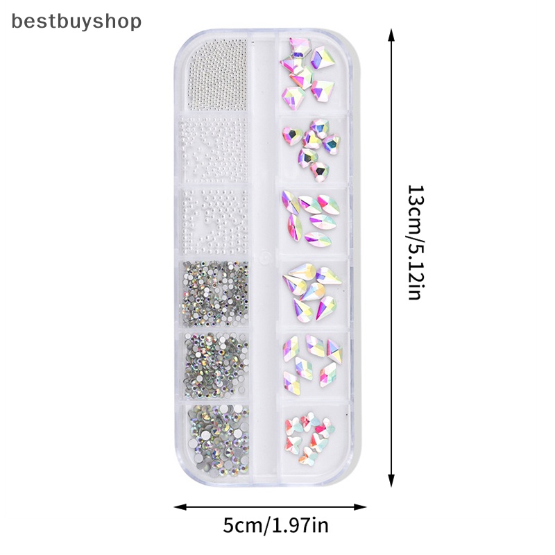 Hộp 12 Ô Đá Pha Lê 3d Lấp Lánh Trang Trí Móng Tay Nghệ Thuật Mới
