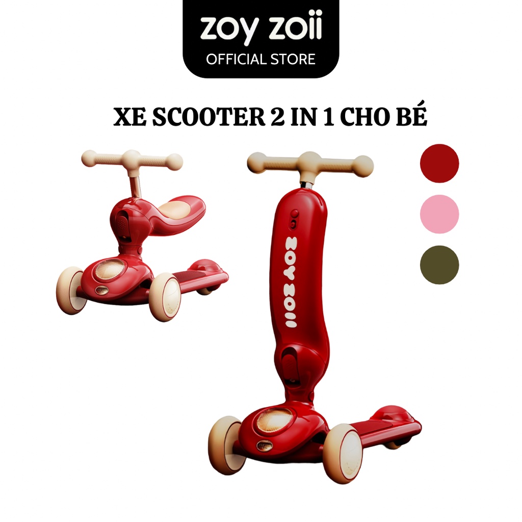 Xe trượt Scooter Zoyzoii 2 in 1 xe đẩy cho bé 1 2 3 4 5 tuổi Mã S2