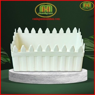 Chậu hàng rào trồng hoa giả 20cm×11cm×9cm trồng hoa giả, cây văn phòng nhỏ xinh màu trắng tinh tế