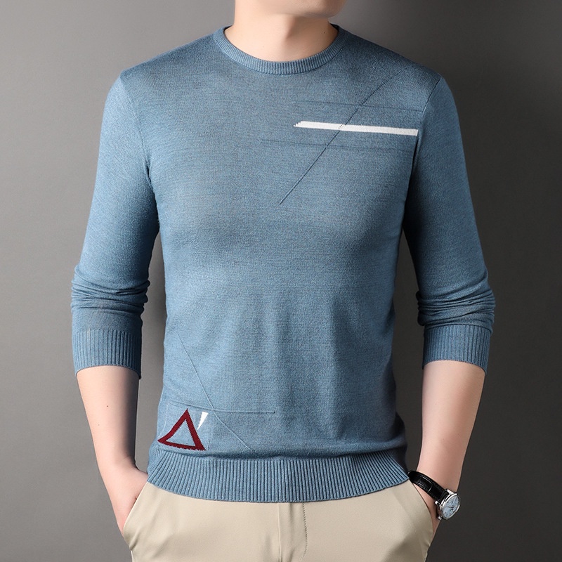 Áo sweater Dệt Kim Tay Dài Cổ Tròn Dáng Rộng Giữ Ấm Màu Sắc Đơn Giản Thời Trang Cho Nam