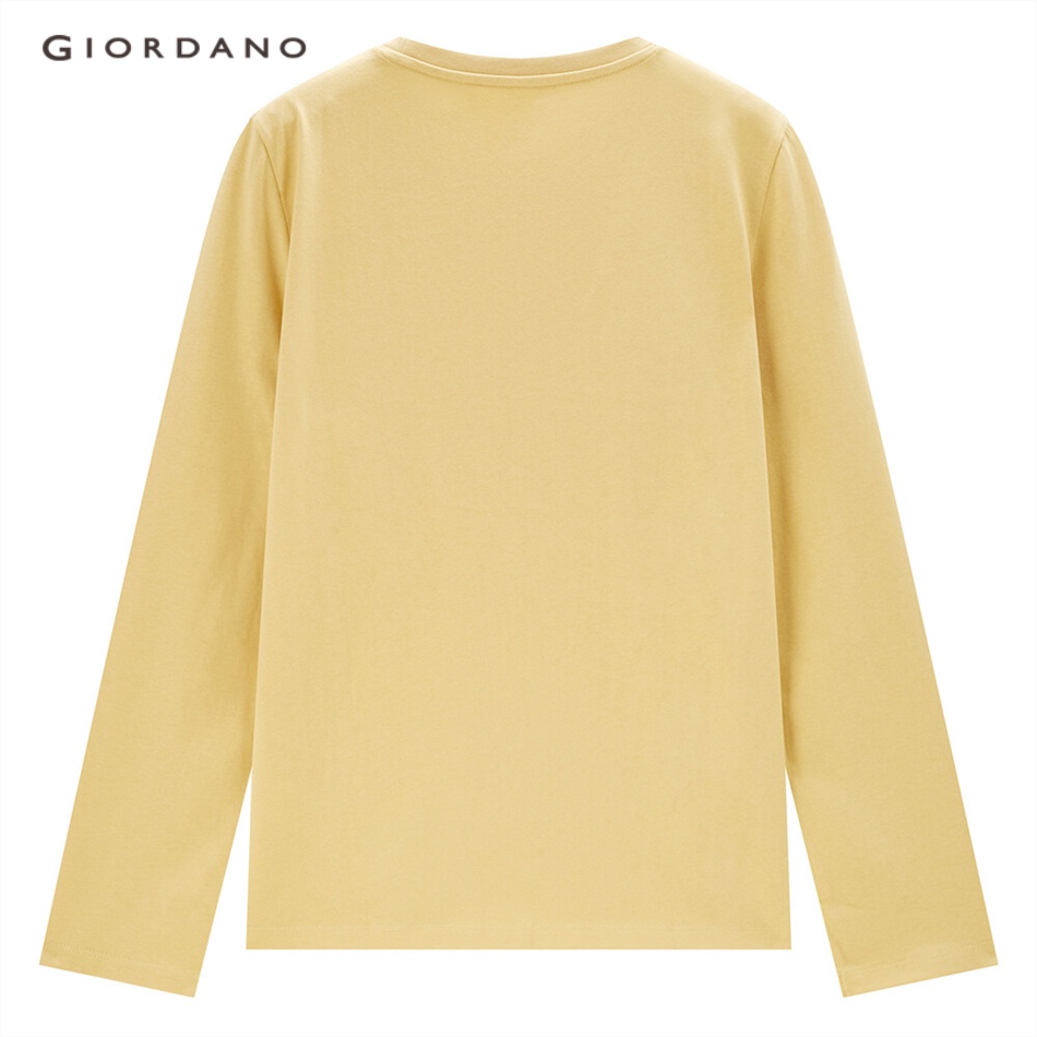 Áo thun cotton GIORDANO 05393783 tay dài in họa tiết động vật cho nữ