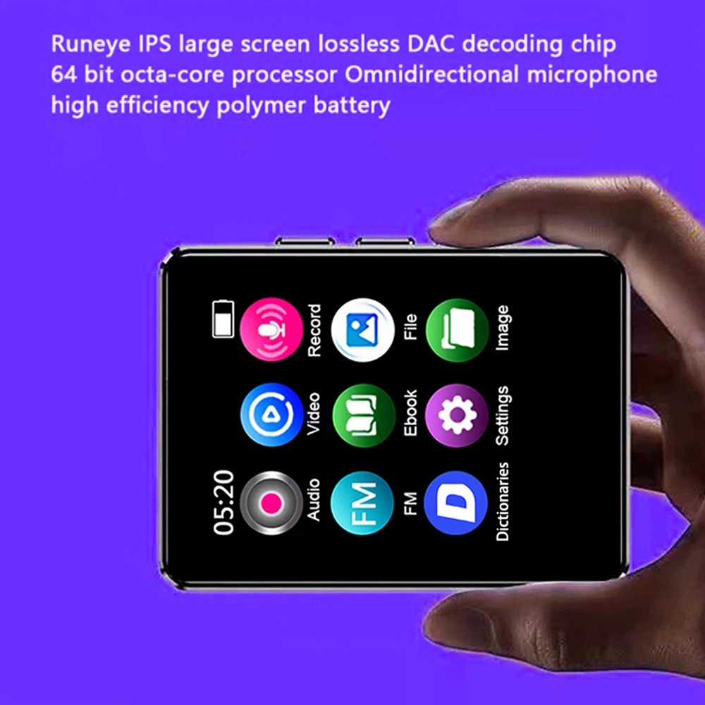 Máy Nghe Nhạc mp3 bluetooth Màn Hình Cảm Ứng Tích Hợp Loa Điện Tử Cho e-book / fm / radio / Ghi Âm / video Lưng