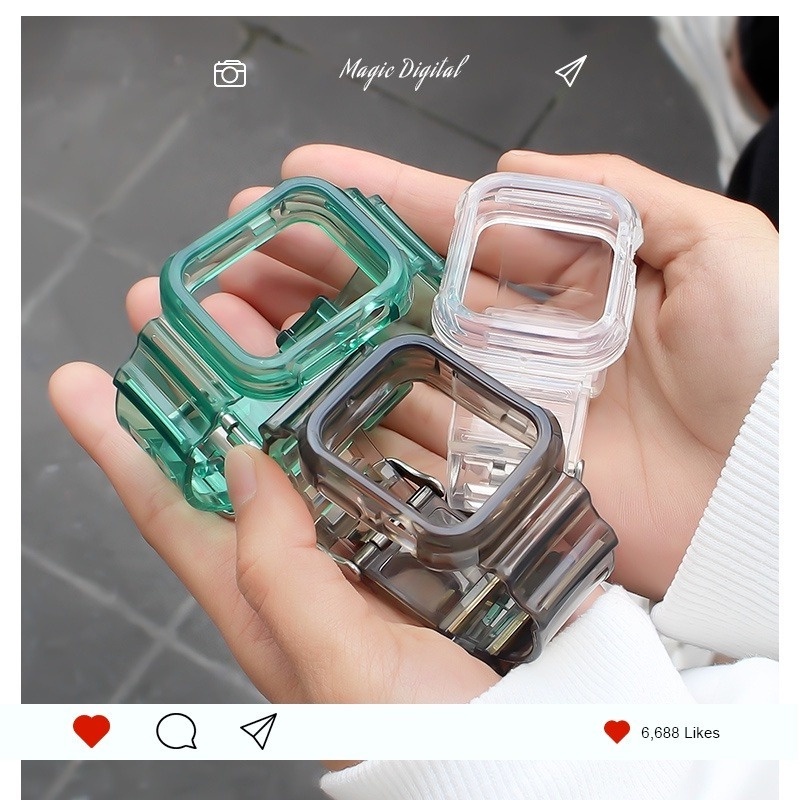 Dây Nhựa Trong Suốt Thay Thế Cho iwatch serise 7 6 se 5 4 3 2 45mm 40mm 42mm 44mm