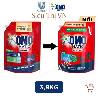  Nước giặt OMO Matic Cửa Trên Túi 3.9kg hoặc  mẫu Tinh dầu thơm 3.6kg 