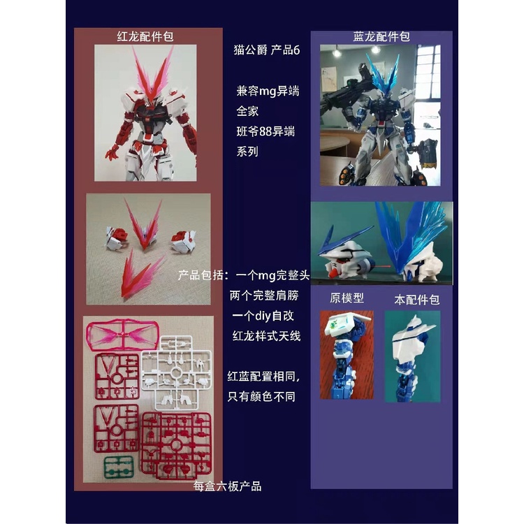 Phụ kiện mô hình lắp ráp Fighter Head V-fin shoulder Sừng Đầu Vai cho mg astray red blue