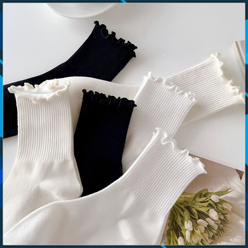 Set 3 đôi tất vớ nữ đen trắng kem thời trang 4 mùa Jinx mã TV02
