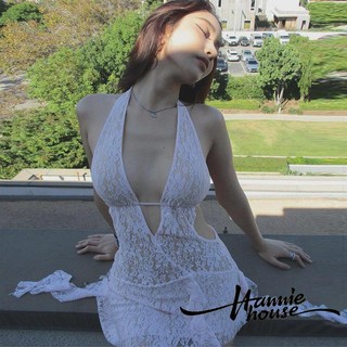 Đầm Ren Cổ v Hở Lưng Quyến Rũ Cho Nữ
