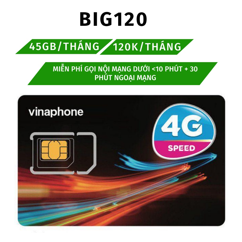 SIM VINA MIỄN PHÍ DATA VÀO MẠNG + NHIỀU PHÚT GỌI NỘI NGOẠI MẠNG PHÍ GIA HẠN CỰC RẺ - SIM VD90 BIG120 D169G