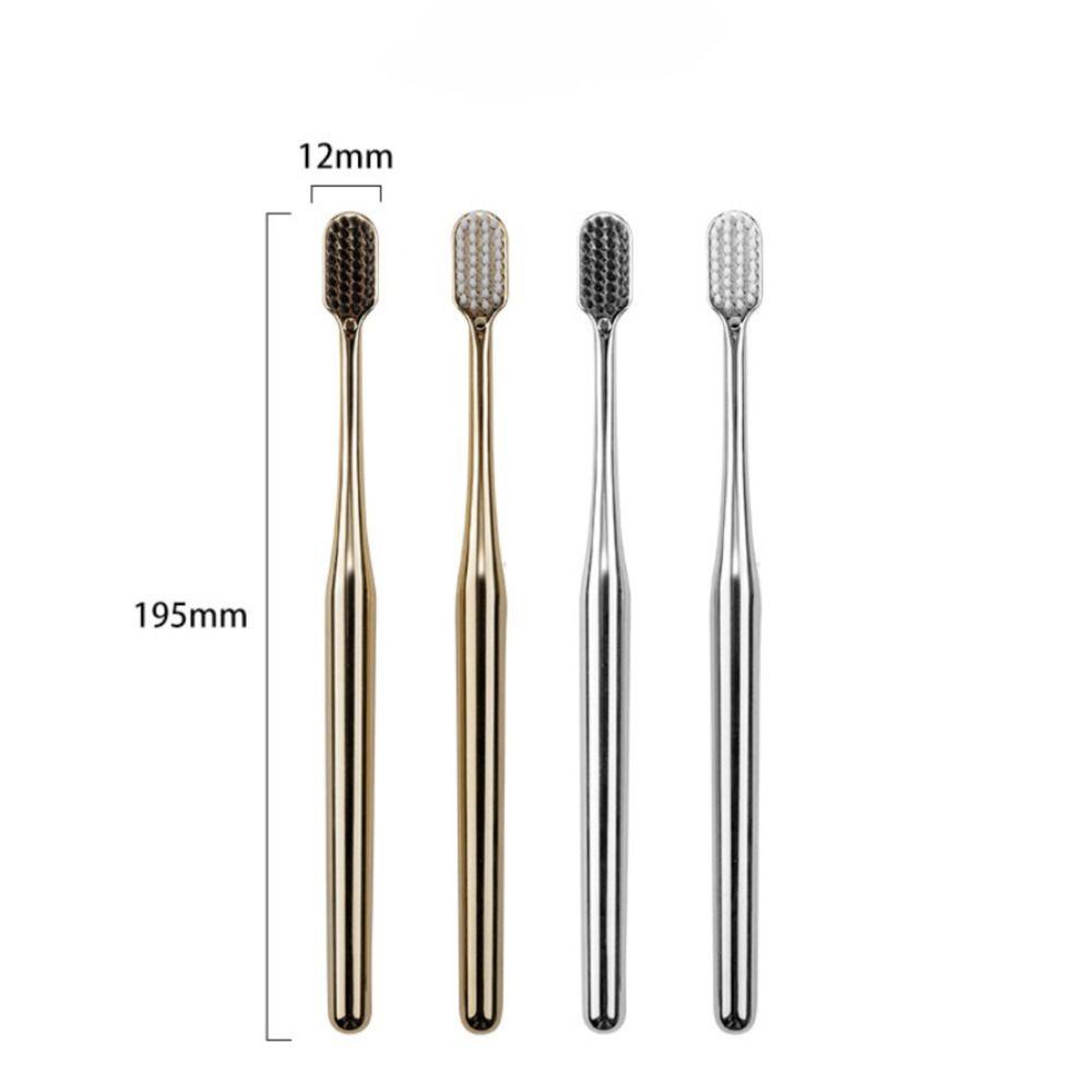 Bàn chải đánh răng mềm BOOCEAN, Bàn chải đánh răng mềm màu vàng bạc dành cho người lớn, Bàn chải nhẹ mạ điện sang trọng dành cho nam giới