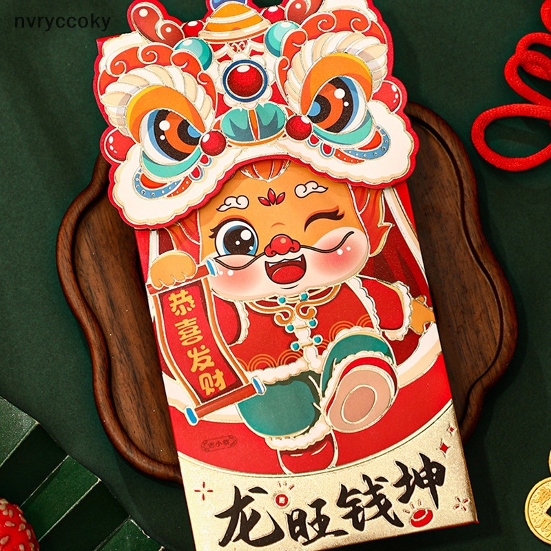 Set 4 Bao Lì Xì Đỏ Biểu Tượng Rồng Năm Mới 2024 Phong Cách Trung Hoa