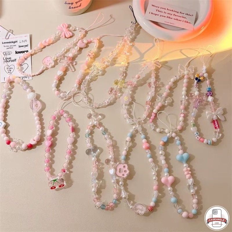 Dây Đeo Điện Thoại Đính Hạt Nhiều Màu Sắc Dễ Thương Phong Cách Hàn Quốc