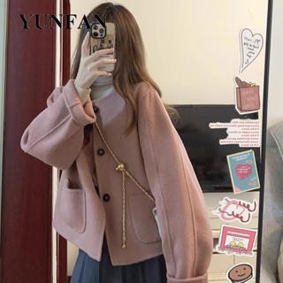 Yunfan áo dạ tweed áo khoác dạ tweed độc đáo thoải mái comfortable unique wmf23b02mf 48z231201