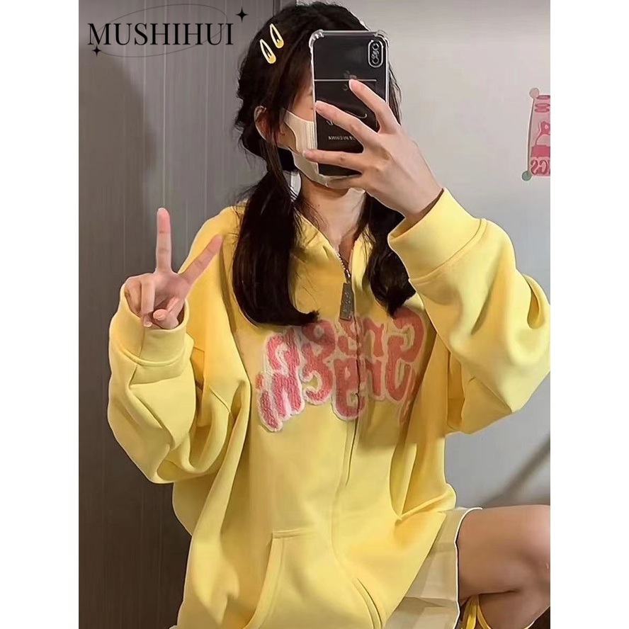 MUSHIHUI Áo Khoác hoodie áo khoác nữ zip hoodie Thoải mái fashionable INS High-quality WWY23C01E3 48Z231202