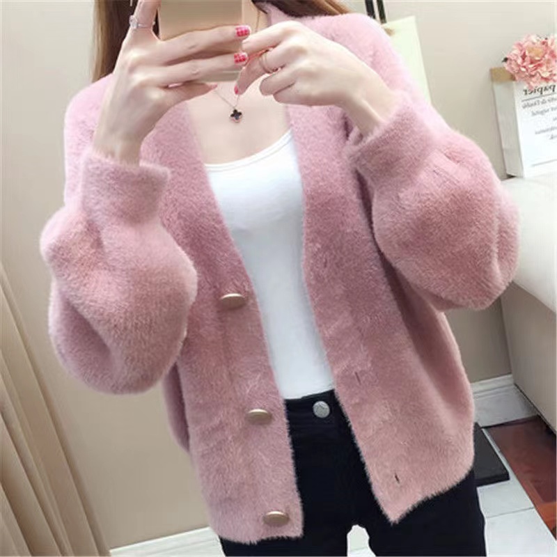 Áo Khoác cardigan Dệt Kim Lông Cừu Phong Cách Hàn Quốc Cho Nữ
