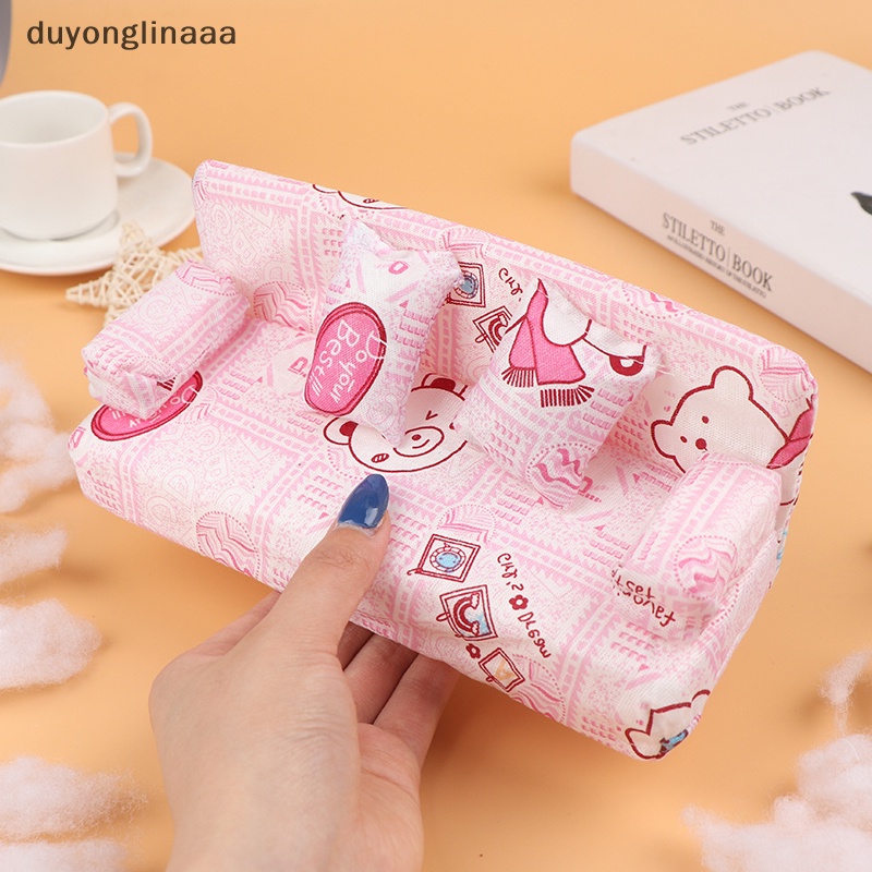 Bộ Ghế sofa Vải Hoa Nhỏ Kèm 2 Gối Phụ Kiện Cho Nhà Búp Bê Mới