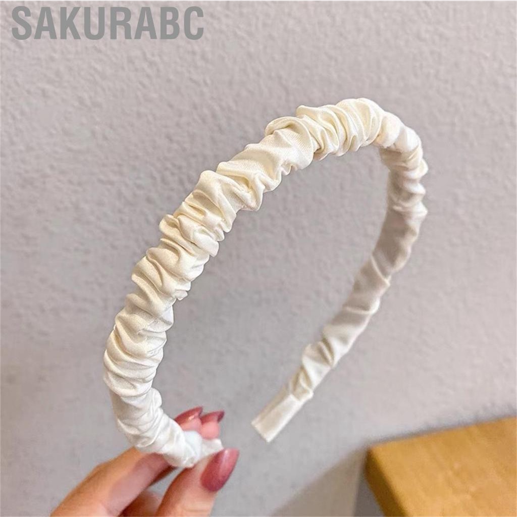 Sakurabc Ruched Hair Band Satin Pleated Headbands Ruffled Hoop Fashionable Accessories for Women Girls