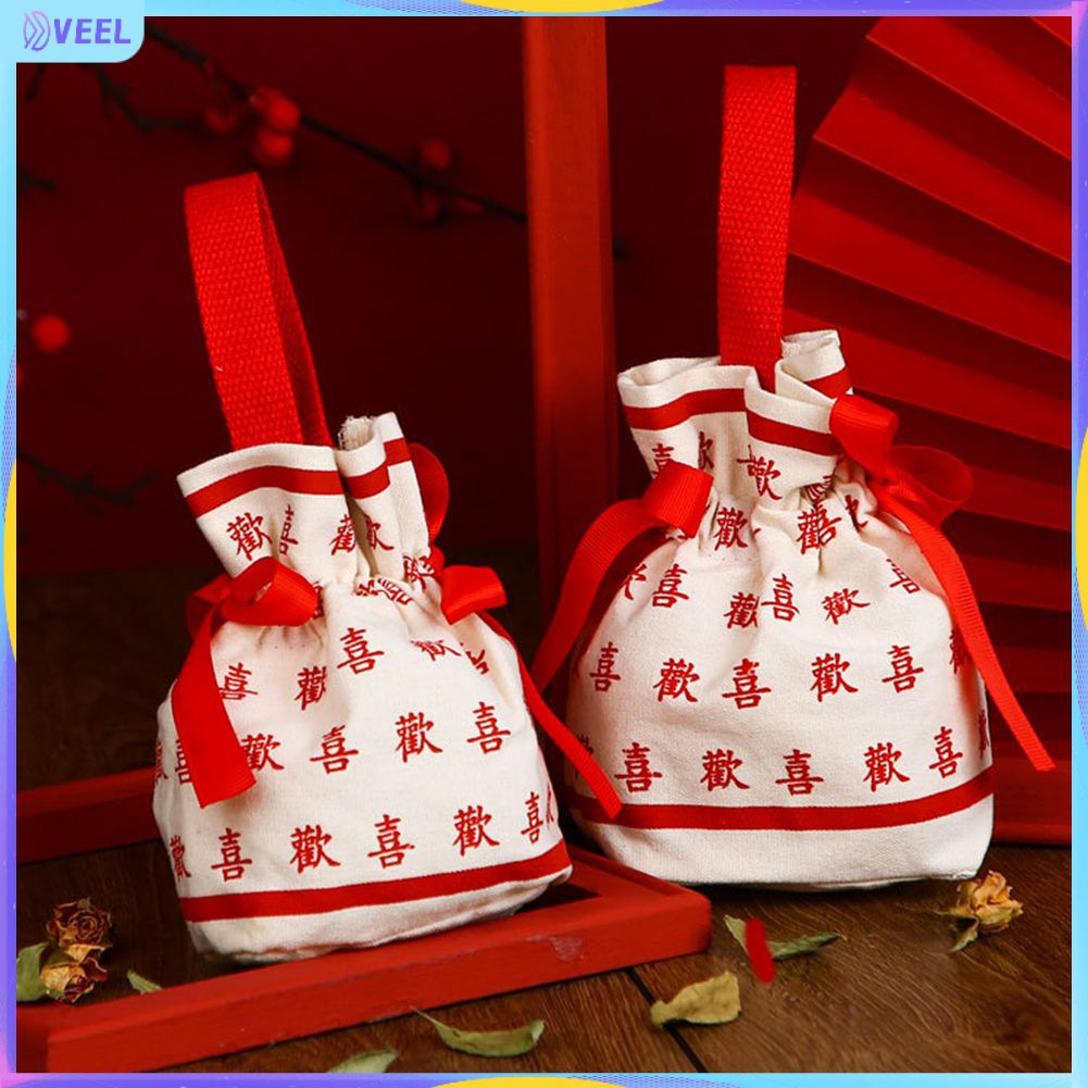 Lời chúc phúc của Trung Quốc Màu sắc tươi sáng Món quà truyền thống Túi may mắn cho đám cưới Túi vải truyền thống Trung Quốc Thiết kế dây màu đỏ mượt Kết cấu mượt mà và tinh tế Veel trang trí lễ hội