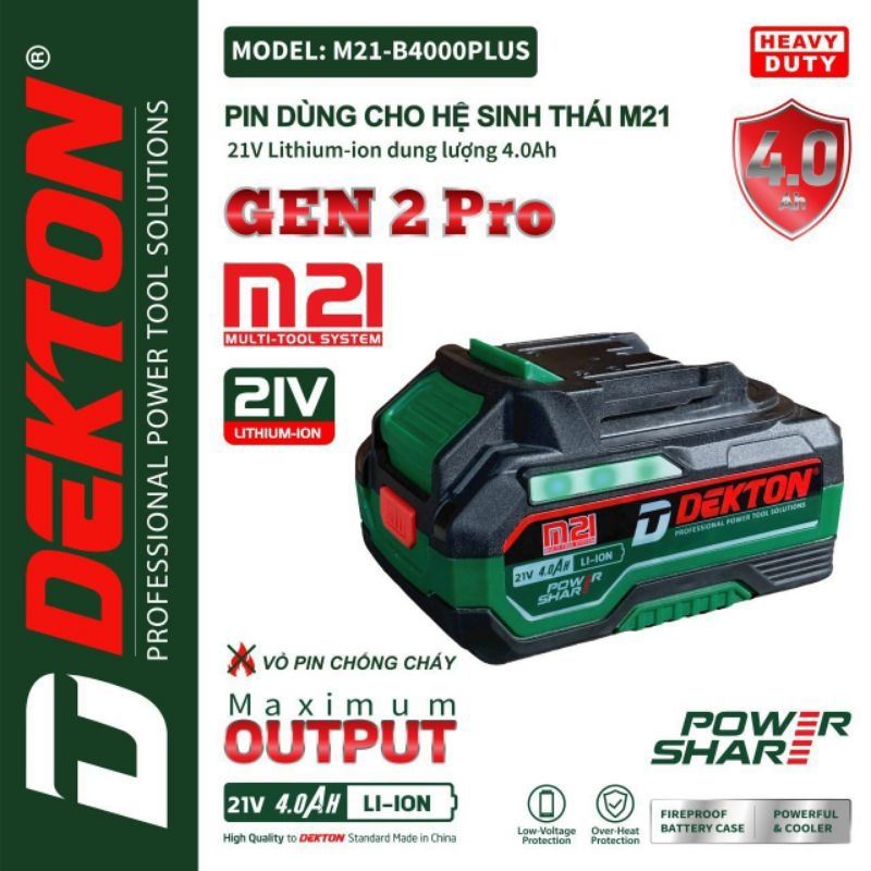 Pin M21 Dekton Hệ Plus - Hệ M - Hệ Xe Tăng - Chân Pin Makita Phổ Thông - Dòng Xả Cao