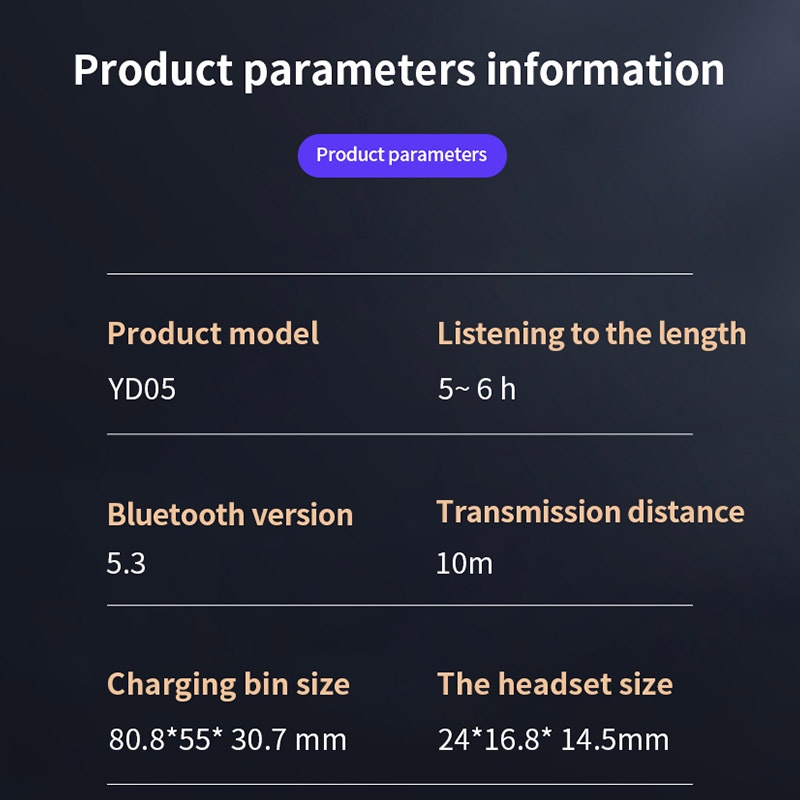Hx Tai Nghe Nhét Tai bluetooth 5.3 hifi tws yd05 2023 Có mic