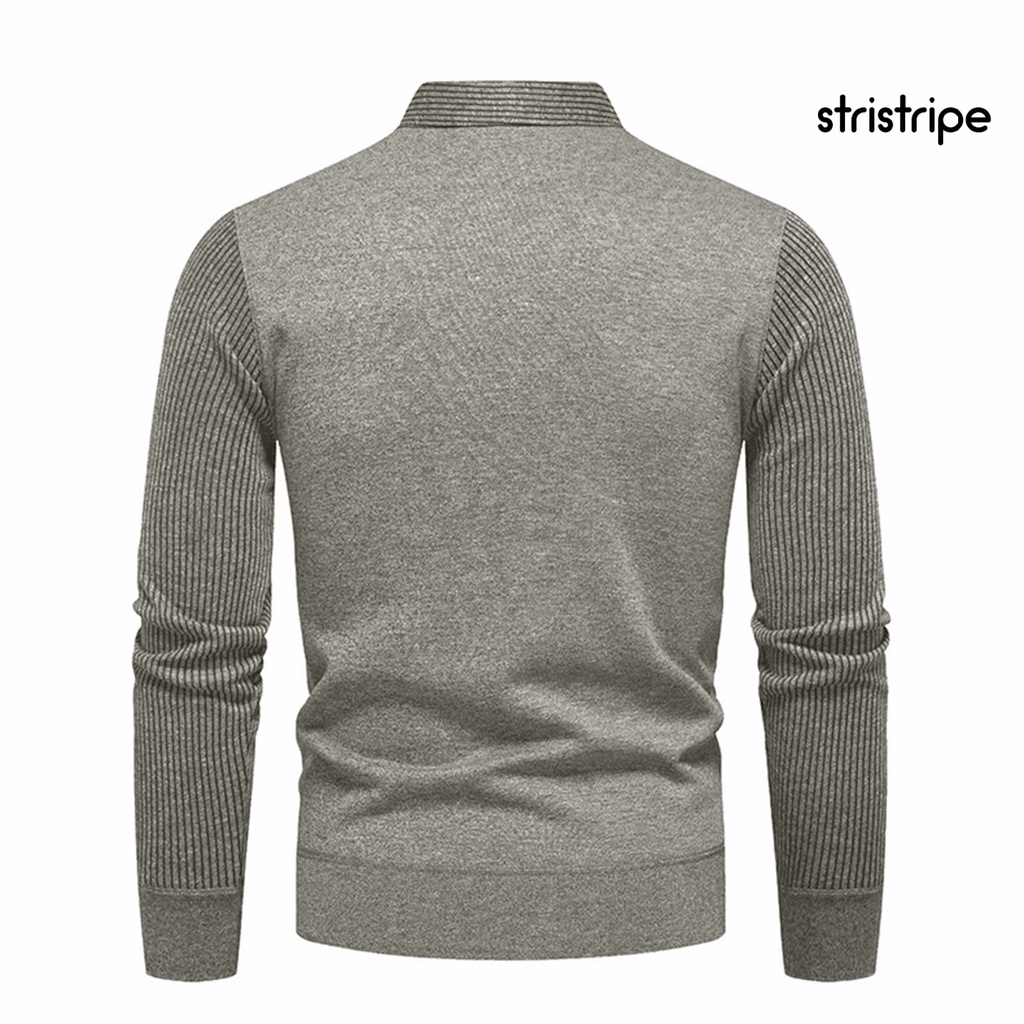Áo Len Đan Mềm Mại Họa Tiết Sọc Hai Mảnh Cài Nút Dáng Ôm Cho Nam