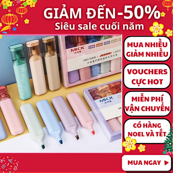 6 cây bút dạ quang highlight màu Pastel độc đáo - Nguyễn Thùy Store