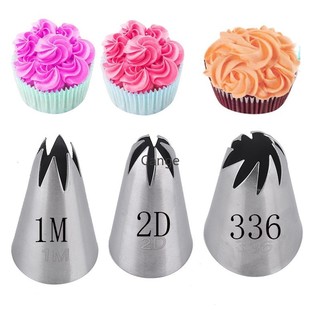 Set 3 đuôi bắt bông kem trang trí bánh bằng thép không gỉ #1m 2d 336