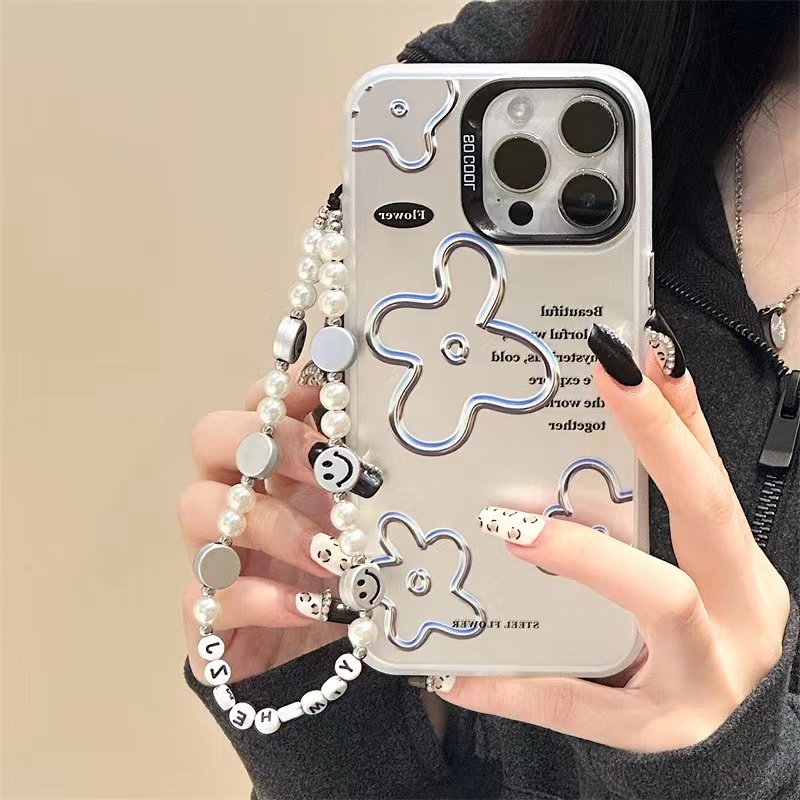 Ốp Điện Thoại Mềm Họa Tiết Hoa Màu Bạc 15promx 15pro 15 Cho iphone13pro 12promax 14pro 14 14promax 13promax 7 / 8plus xr xsmax