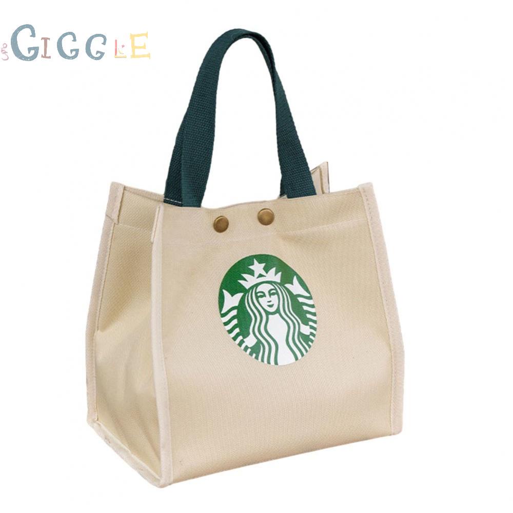 Lunch Bag Simple Solid Color Thickening Button Canvas Material Casual Daily