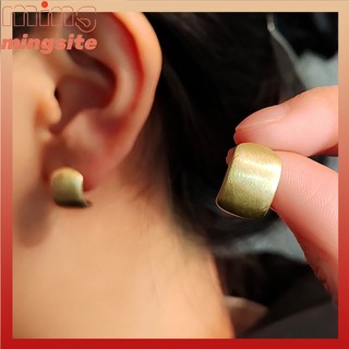 Kim Loại Chải Mờ Bông Tai Nữ Ánh Sáng Sang Trọng Đơn Giản Thiết Cảm Giác Retro Arc Bông Tai Đông Sản Mới