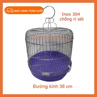  Lồng cu gáy Inox - Lồng nuôi chim cu gáy đường kính 38cm cao 35cm bền đẹp kèm phụ kiện - Mã C38 