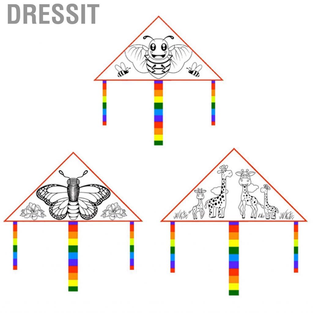 Dressit Blank Triangle Kite  Fast Drying Pigment Hand Painted Safe and Reliable DIY Coloring Waterproof for Family Gathering