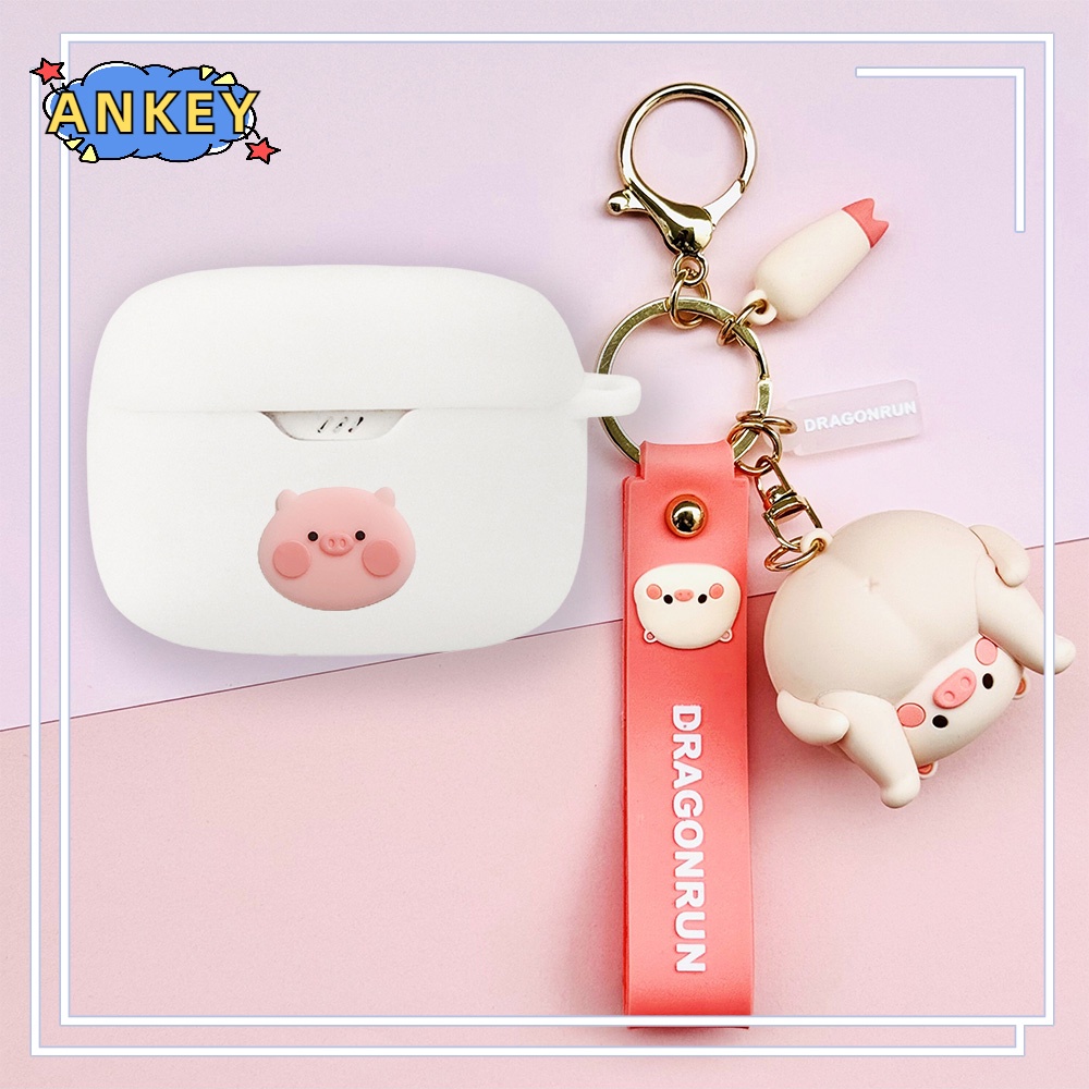 For JBL Wave Beam W200 Vibe 200 Earphone Silicone Case Cute Bear Earbuds Soft Protective Headphone Cover Headset Skin with Pendant