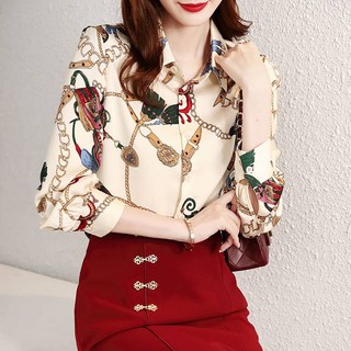 Áo Sơ Mi chiffon Mỏng Họa Tiết Hoa Nhỏ Thời Trang Mùa Xuân 2021 Cho Nữ