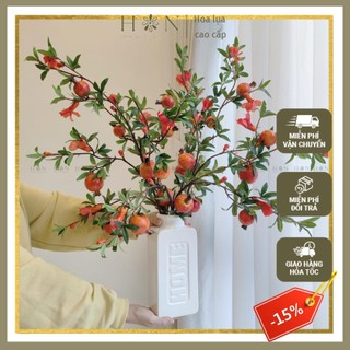 Cành lựu 5,6,9 quả giả cắm bình trang trí nhà cửa hút tài lộc, phụ kiện chụp hình - Hàng cao cấp mẫu mới Han decor